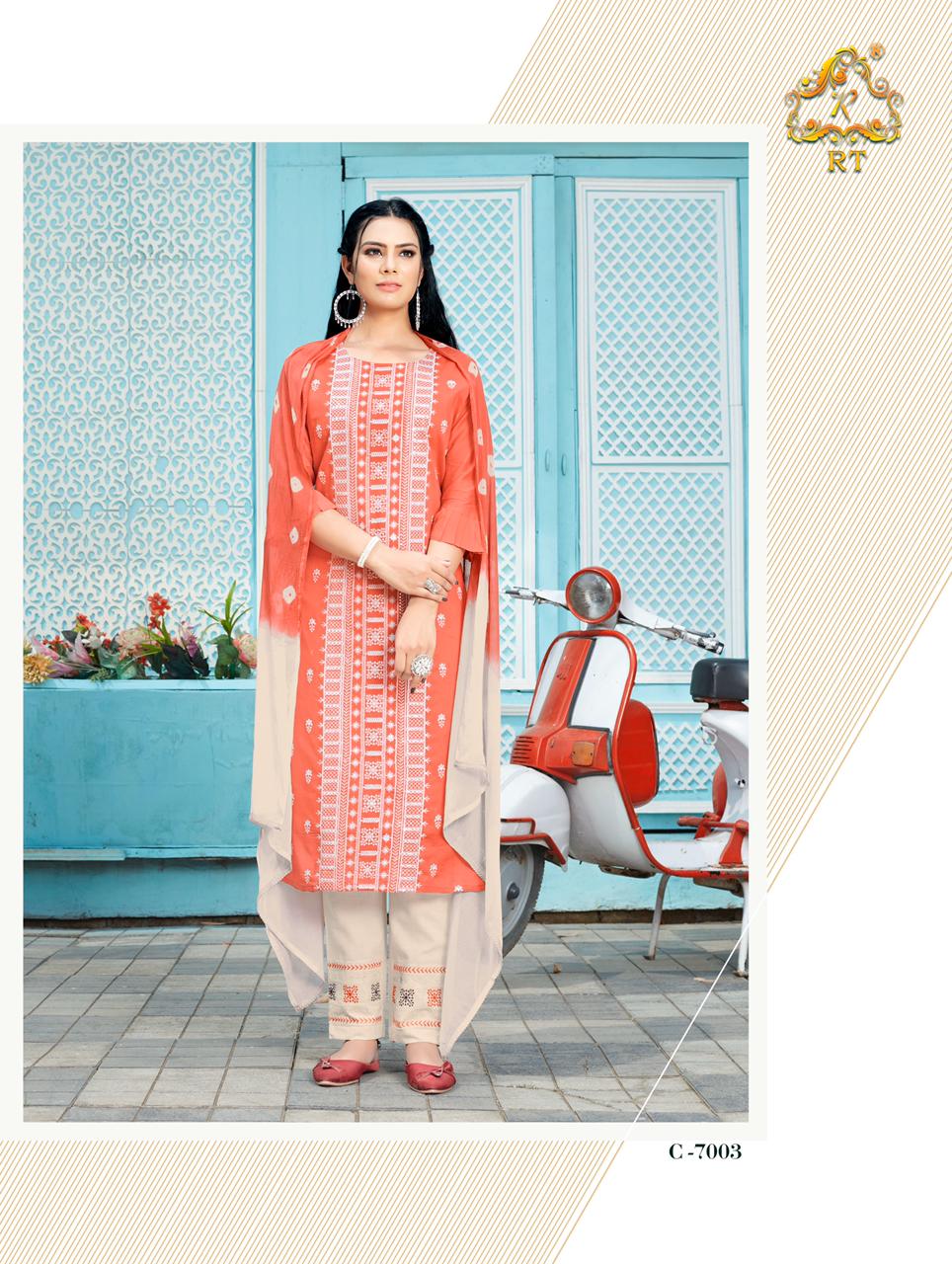 Rt Lucknowi Heavy Embroidery Kurti With Pant And Dupatta Ready Made Catalog