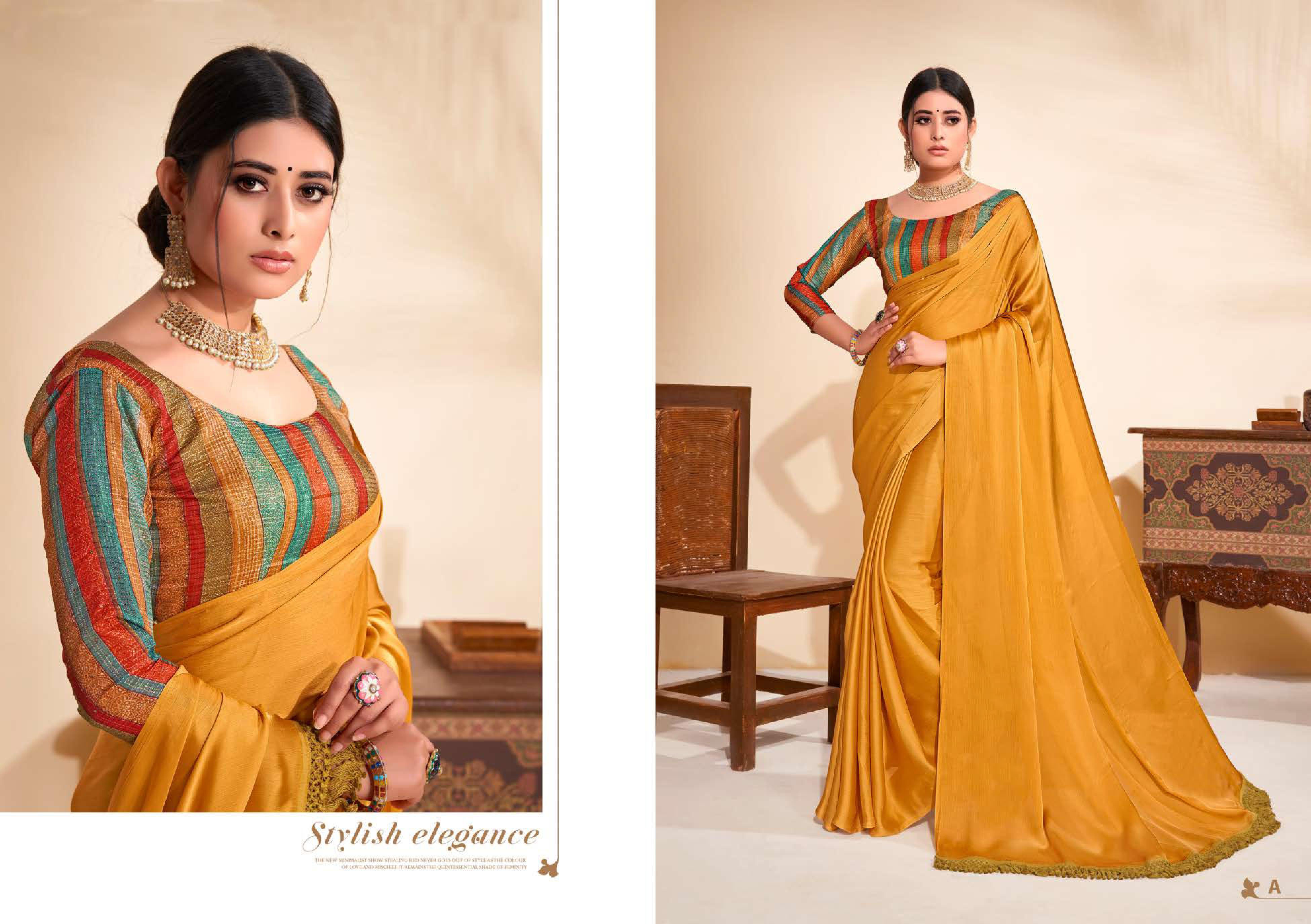 Shravya Kanchan Designer Satin Party Wear Saree Catalog