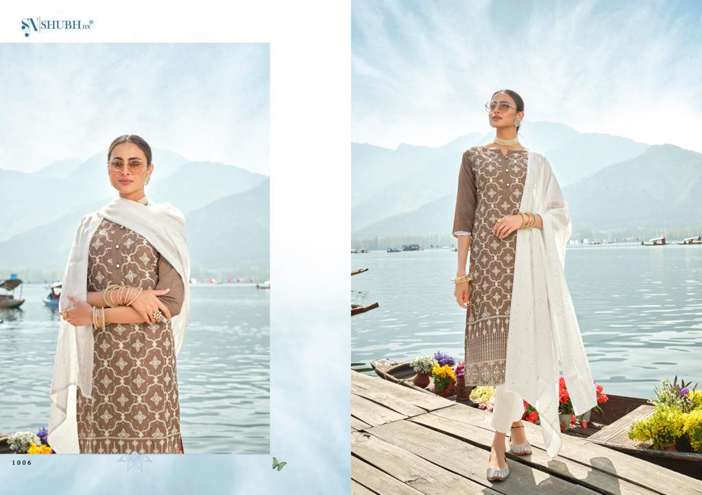 Shubh Nx Lucknowi Designer Ethnic Wear Chanderi Ready-made Salwar Suits Catalog