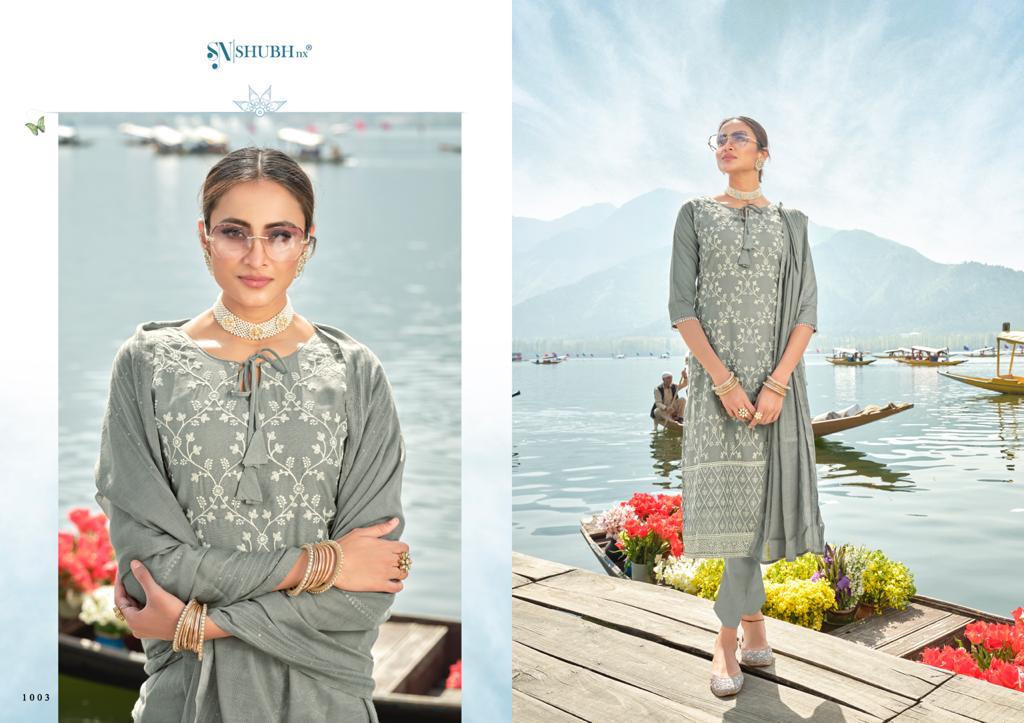 Shubh Nx Lucknowi Designer Ethnic Wear Chanderi Ready-made Salwar Suits Catalog