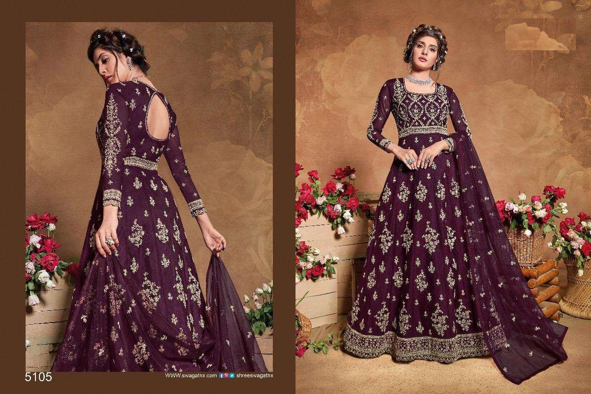 Swagat Violet Snow White 5101 Series Embroidery  Catalog