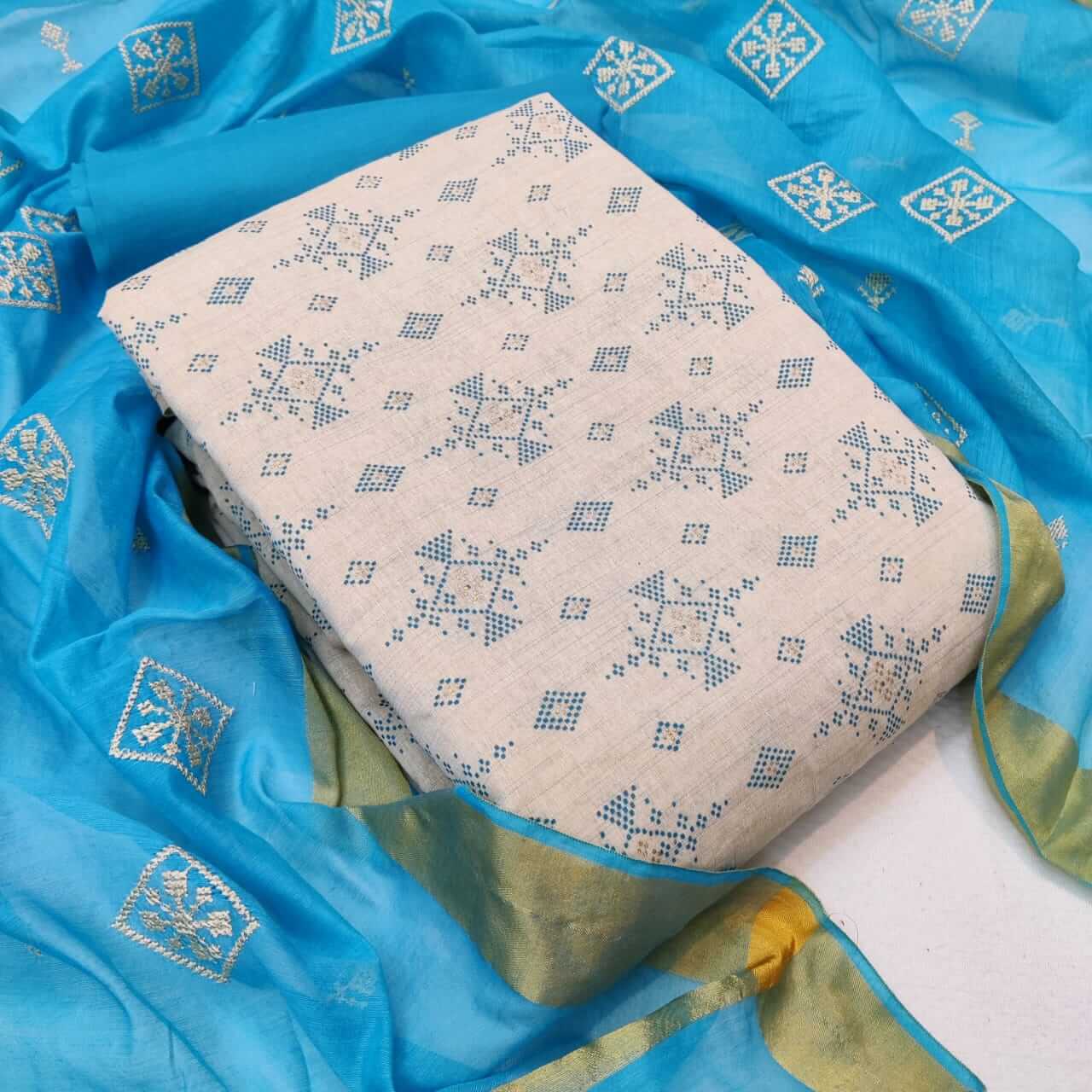 New Hand Block Printed Khadi Cotton Dress Materials