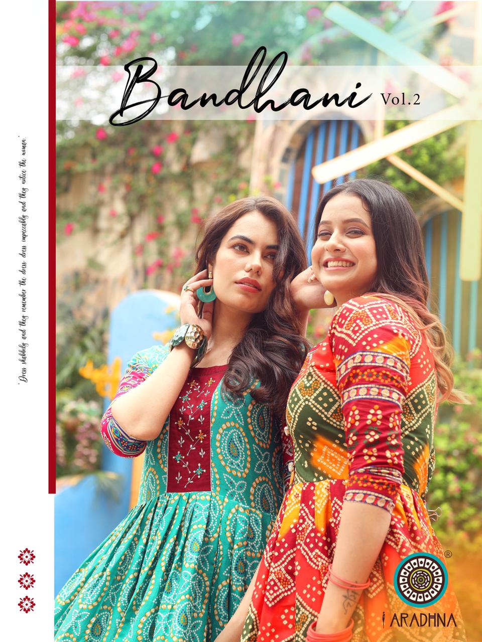 Aradhna Bandhani Vol 2 Heavy Cotton Anarkali Long Kurti Catalog