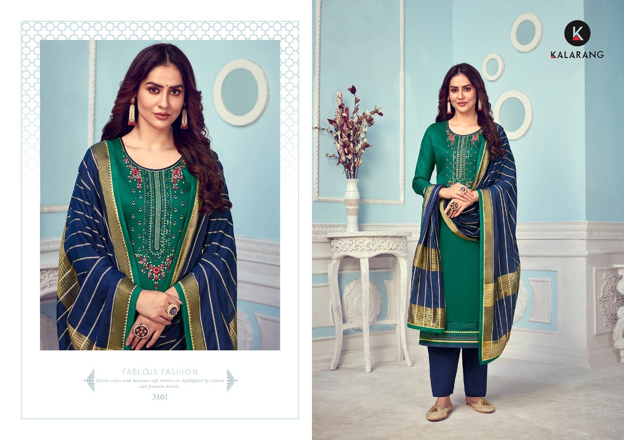 Kalarang Mihika Designer Cotton Embroidery Salwar Suits Catalog