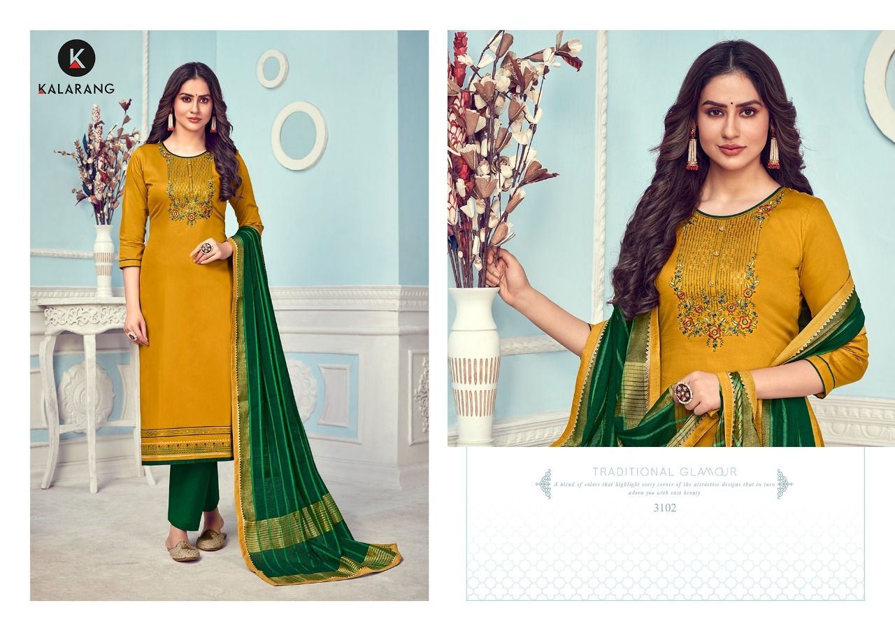 Kalarang Mihika Designer Cotton Embroidery Salwar Suits Catalog