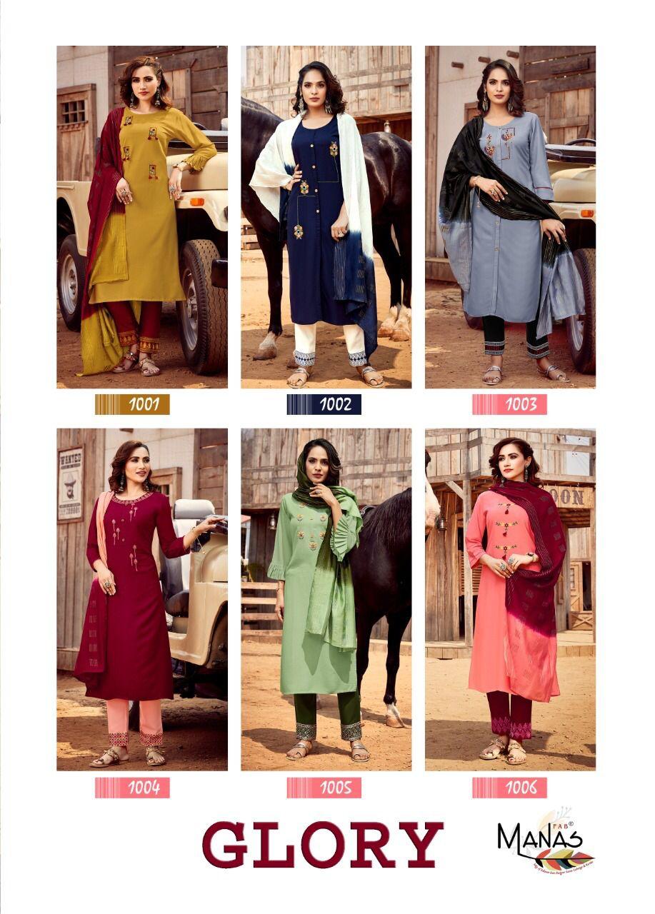 Manas Glory Rayon Fancy Embroidery Ready-made  Kurti Catalog