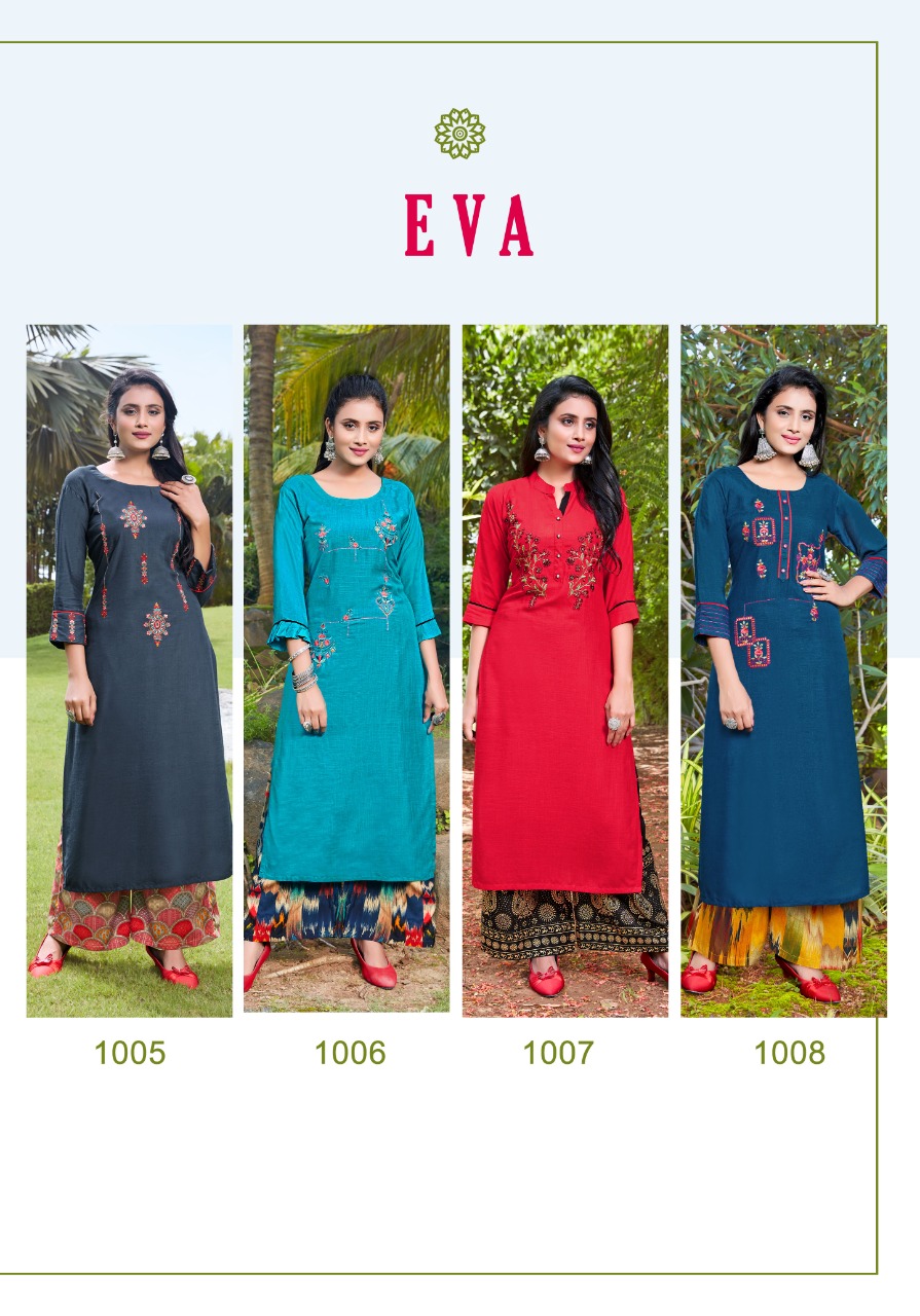 Parra Studio Eva Rayon Fancy Emnroidery Kurti With Plazzo Catalog