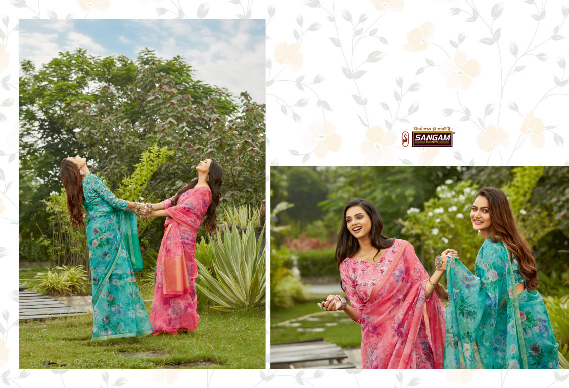 Sangam Nupur Organza Digital Print Sarees