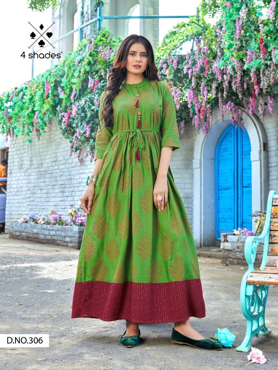 4 Shades Sundari Vol  3 Long Printed Anarkali Kurti Catalog