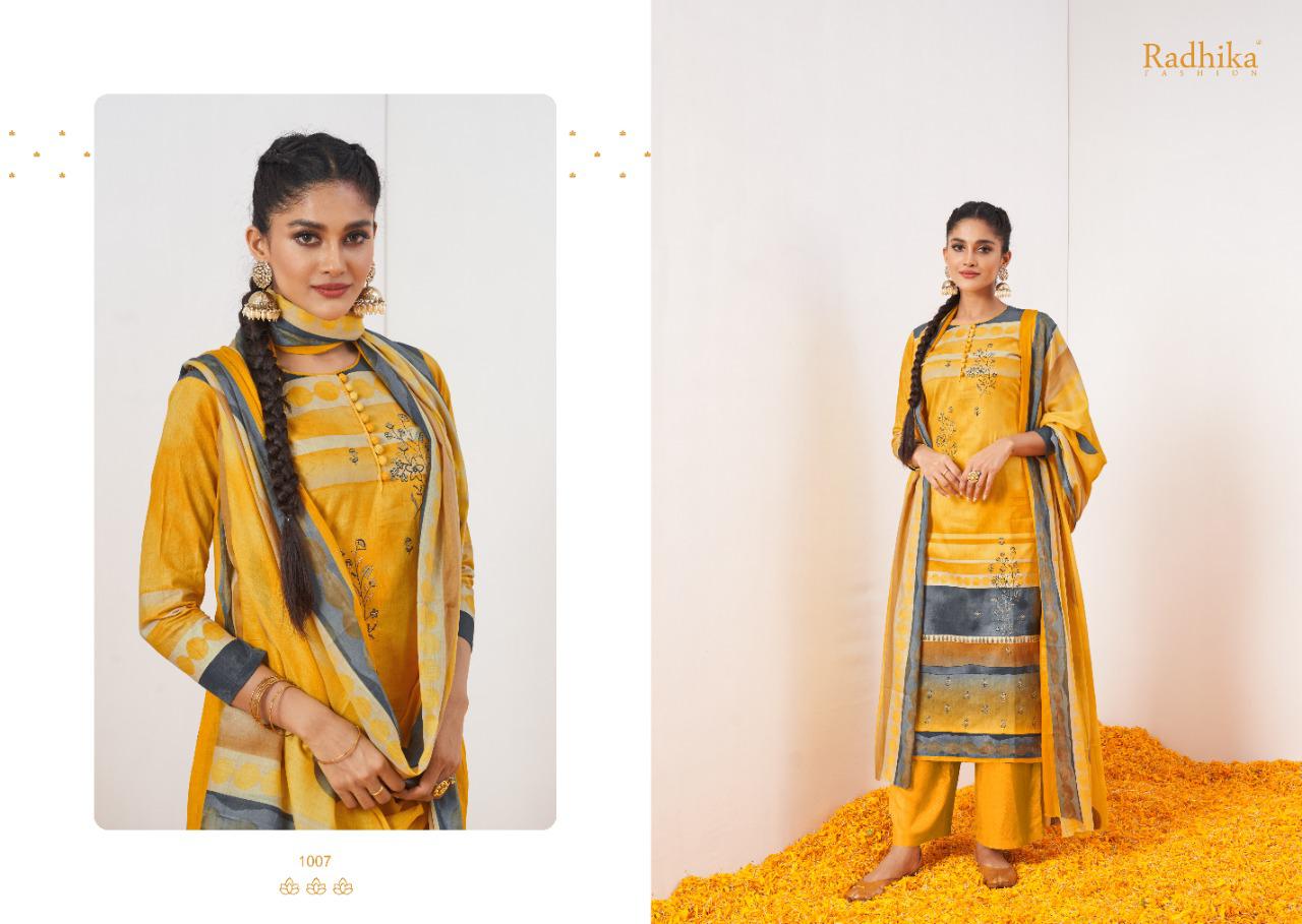 Azara Marigold Cambric Cotton Designer Dress Material Collection