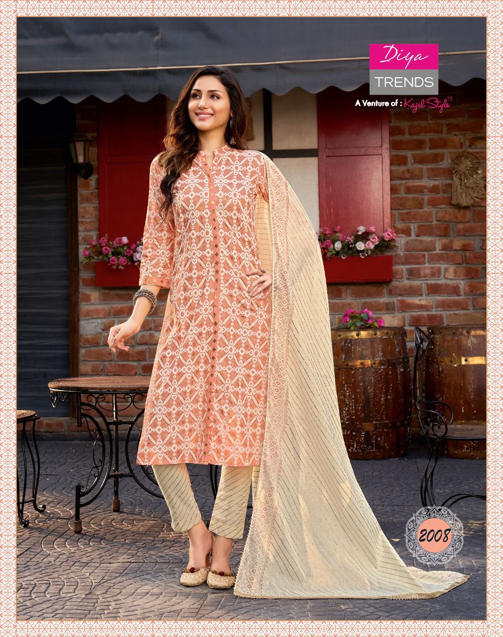 Diya Trends Odhani Vol  2 Embroidery Kurti With Pant And Dupatta Catalog