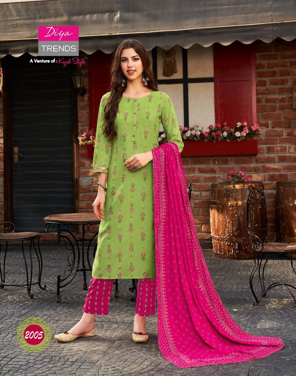 Diya Trends Odhani Vol  2 Embroidery Kurti With Pant And Dupatta Catalog