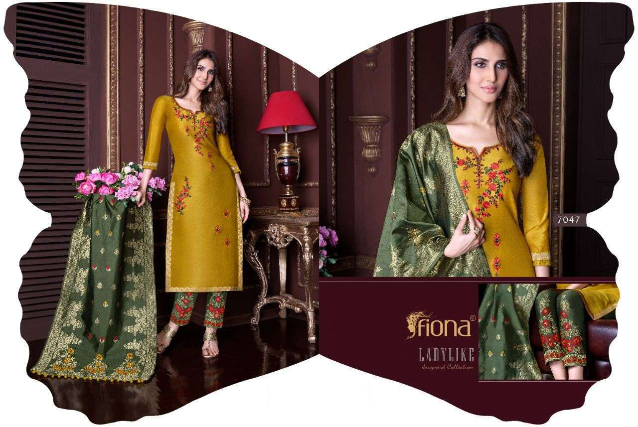 Fiona Meenakari Bemberg Silk Jacquard With Hand Work Dress Material Catalog