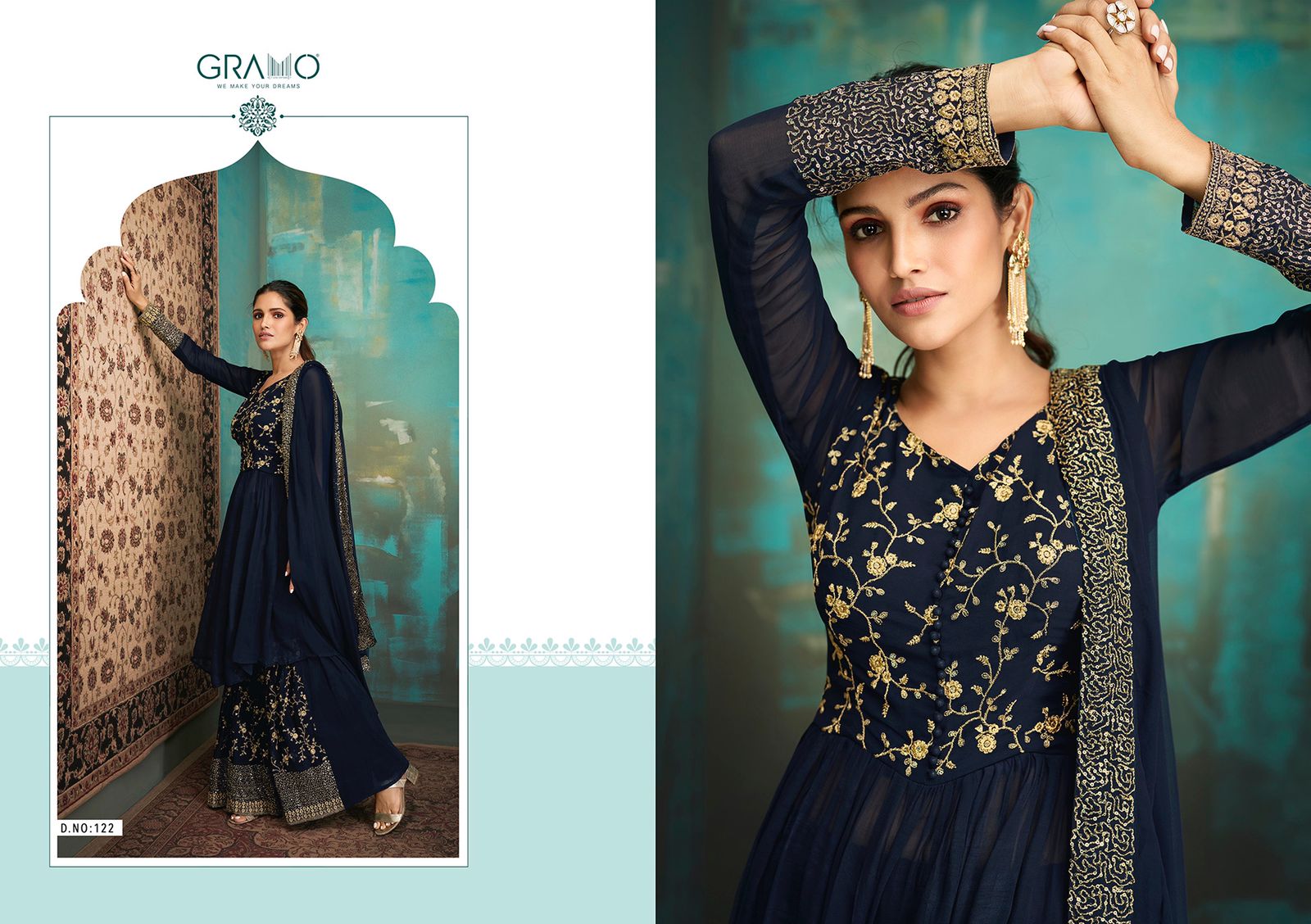 Gramo Navabi  Vol 1 Georgette Wear Designer Salwar Kameez Catalog