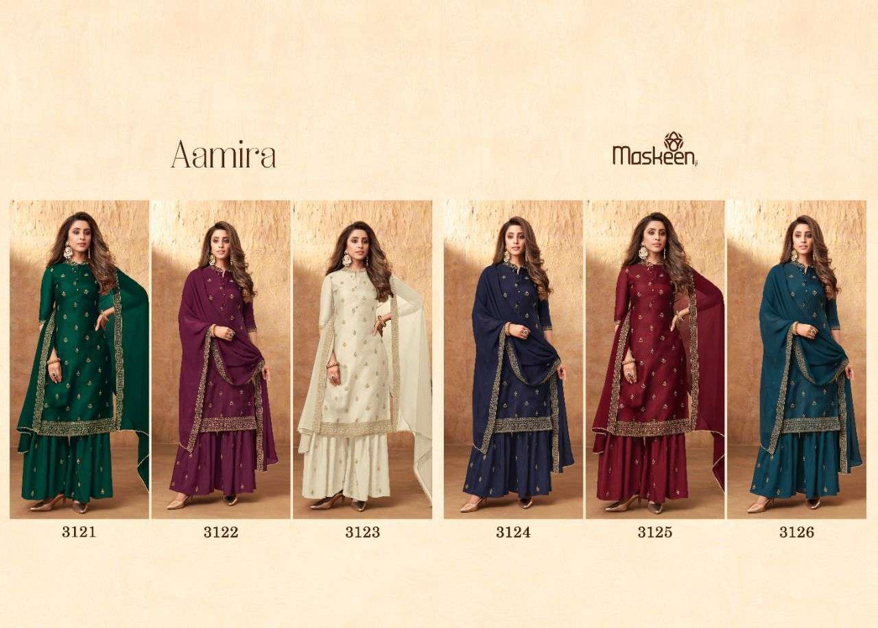 Maskeen Aamira Sik With Embroidery Work Readymade Salwar Suits Catalog