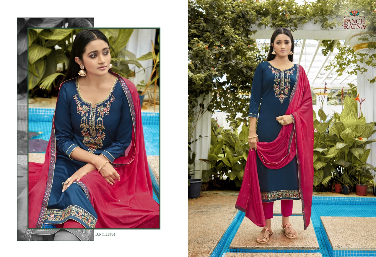 Panch Ratna Glamour Silk Designer Rich Look  Wholesale  Dress Material