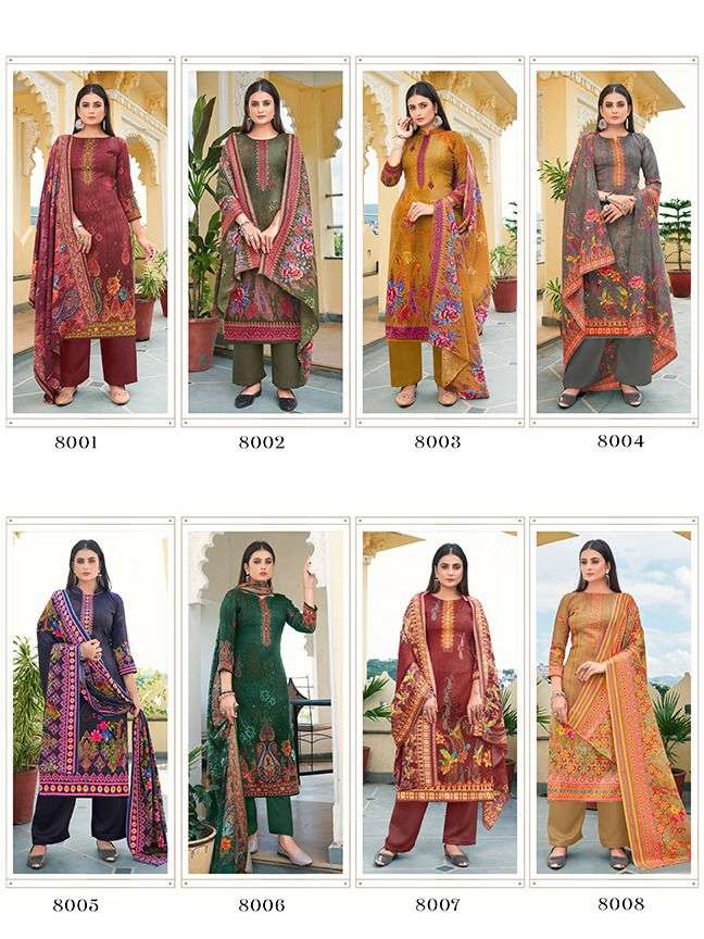 Roli Moli  Kalki 8001 To 8008 Series Pasmina Print Dress Material Catalog