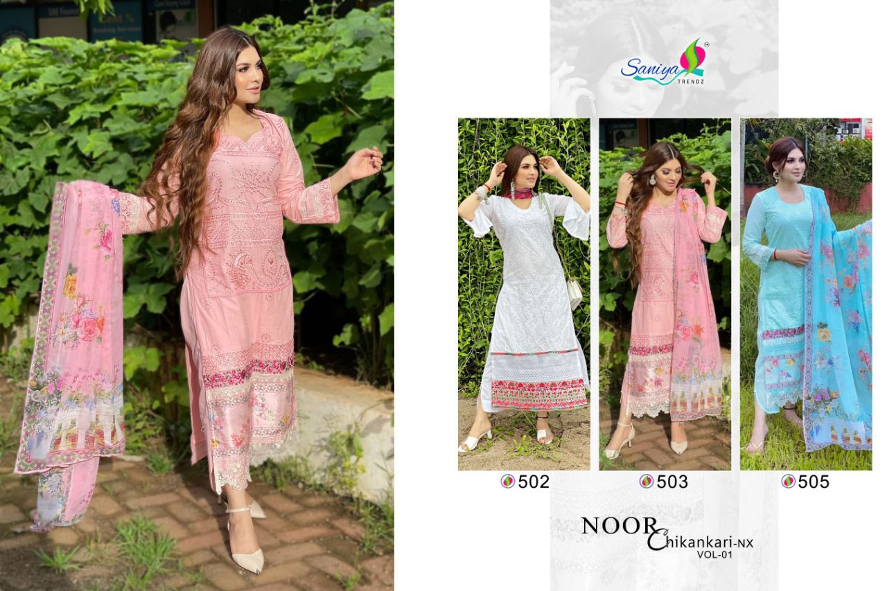 Saniya Noor Chickenkari Vol  1 Nx Pakisatni Salwar Suits Catalog