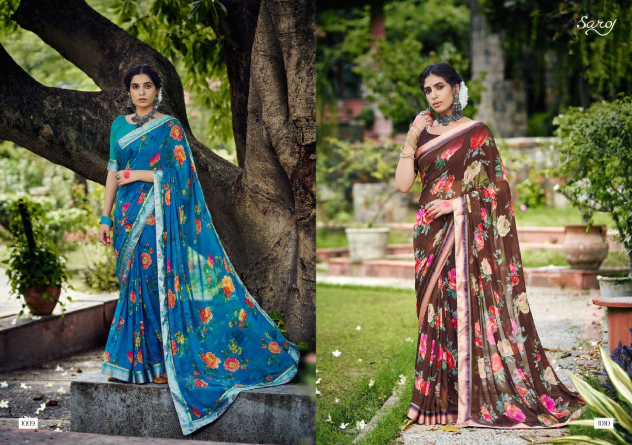 Saroj Khushboo Casual Wear Georgette Saree Buy Indian Georgette Saree Online