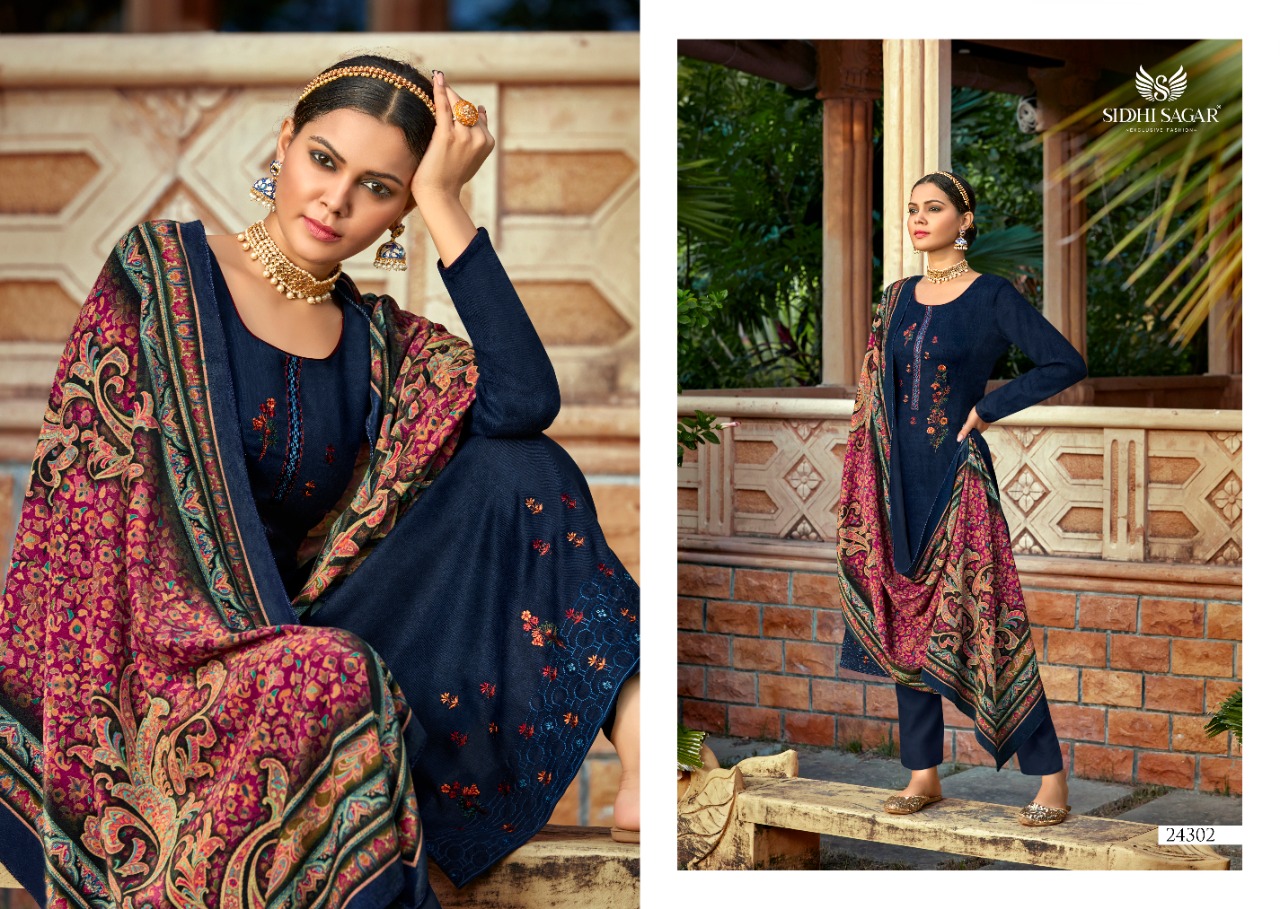 Siddhi Sagar Makhmal Kani Exclusive Wear Pashmina Dress Material Catalog