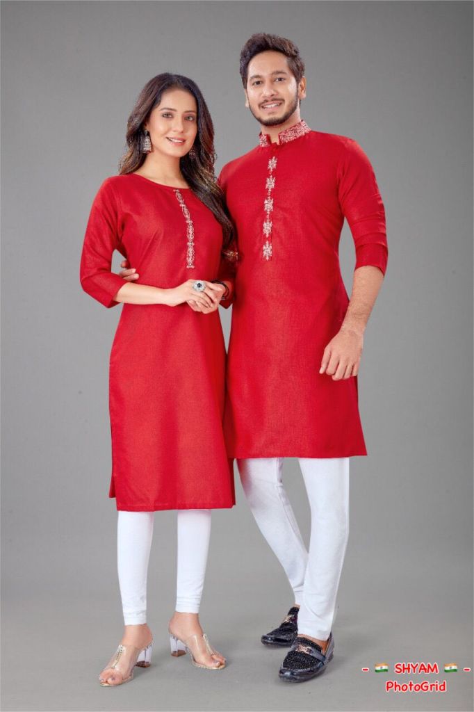 Couple Red Kurtis & Kurta Couple Trendy Stylish Combo Collection