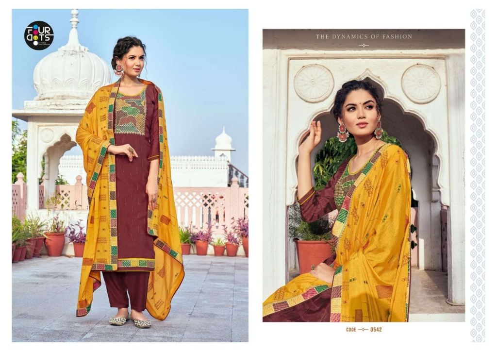 Fourdots Munira Viscose Upada Silk Dress Material Catalog