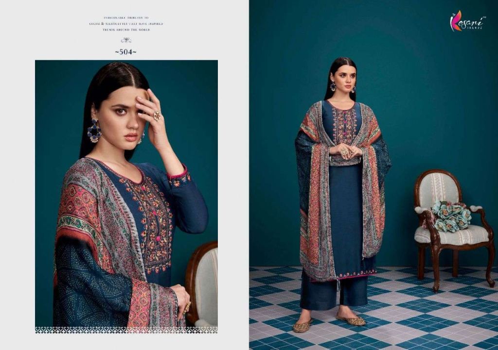 Kesari Trendz Masakali Viscose Muslin With Embroidery Work Dress Material Catalog