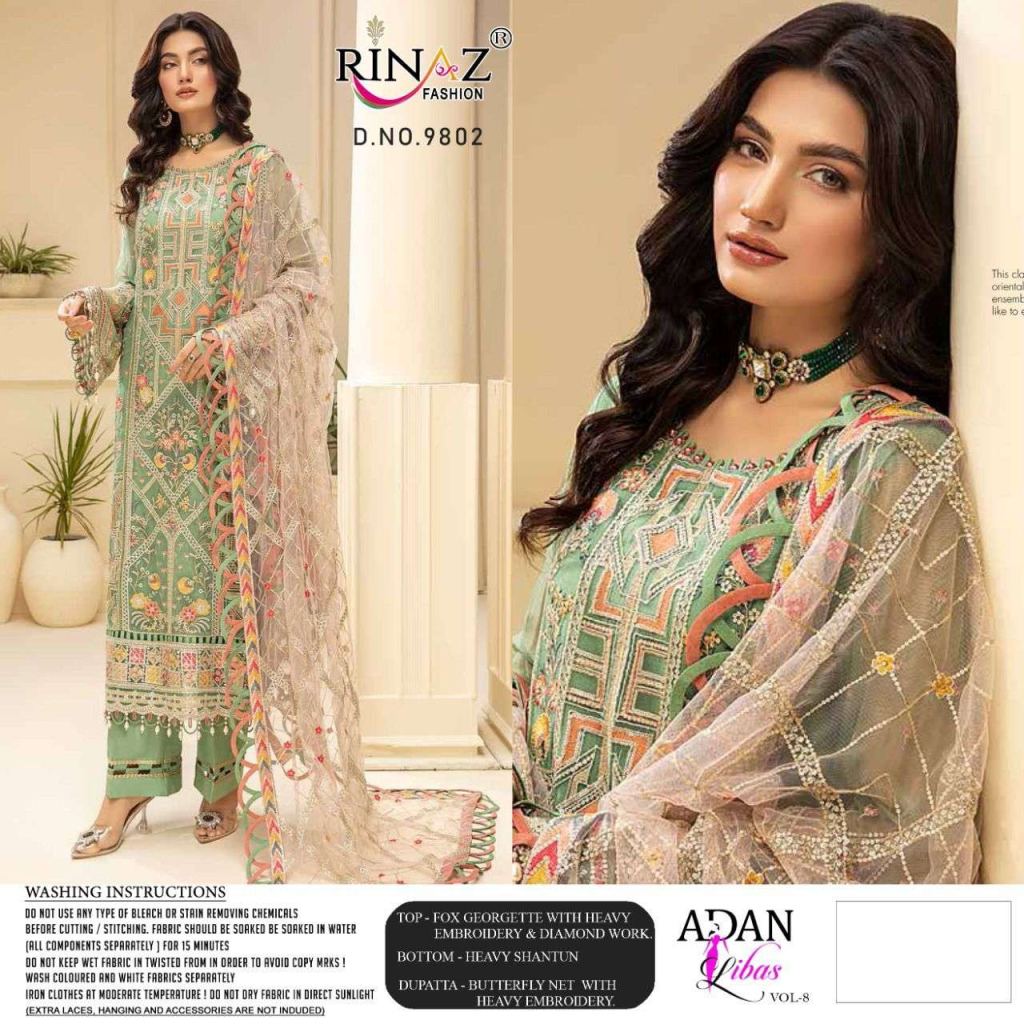 Rinaz Fashion Adan Libas Vol 8 Embroidery Pakistani Suits