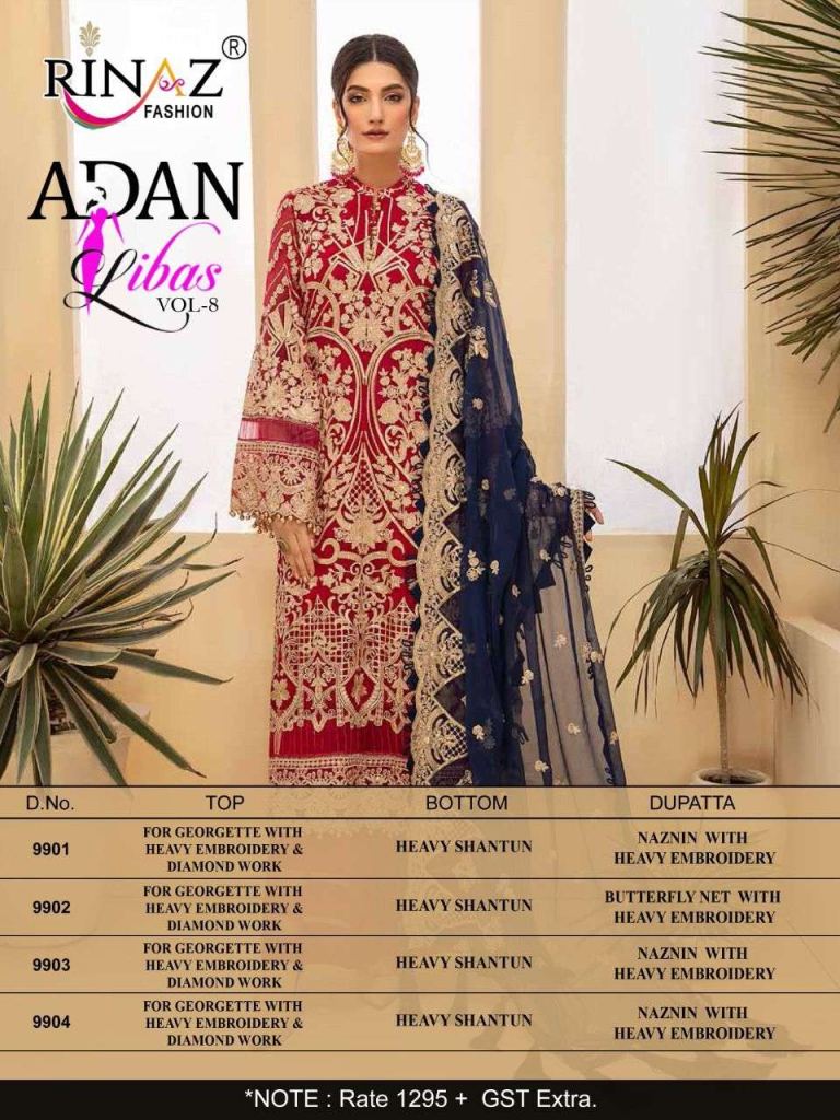 Rinaz Fashion Adan Libas Vol 8 Embroidery Pakistani Suits