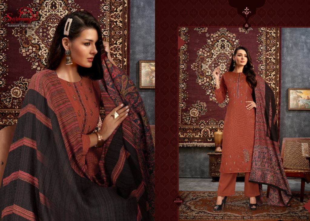 Sarmaaya Jamawar Premium Pashmina Dress Material Catalog