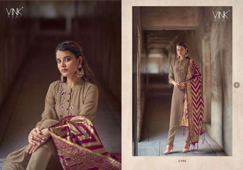 Vink Regal Silk With Hand Work Kurti With Pant Dupatta Catalog