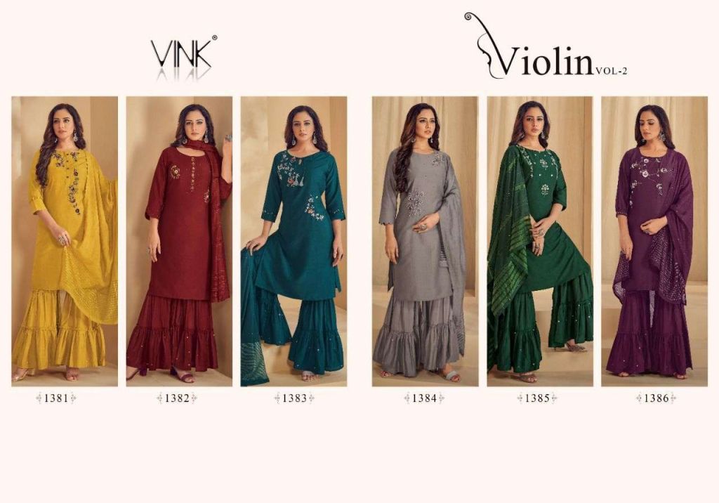 Vink Violin Vol 2 Silk Kurtis With Bottom And Dupatta Catalog