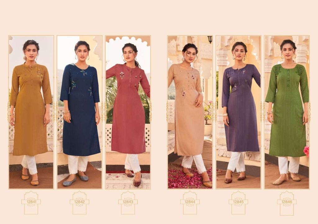 Kalaroop Walnut Fancy Weaving Fabrics Wholesale Kurtis Catalog