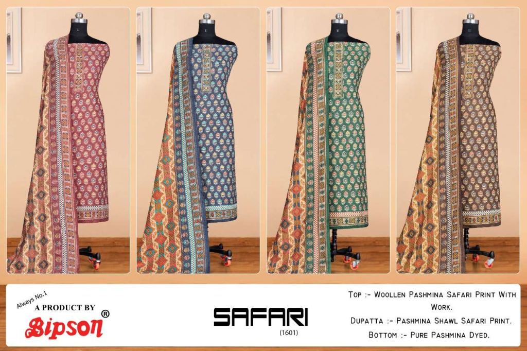 Bipson Safari 1601 Pashmina Print With Work Dress Material Catalog
