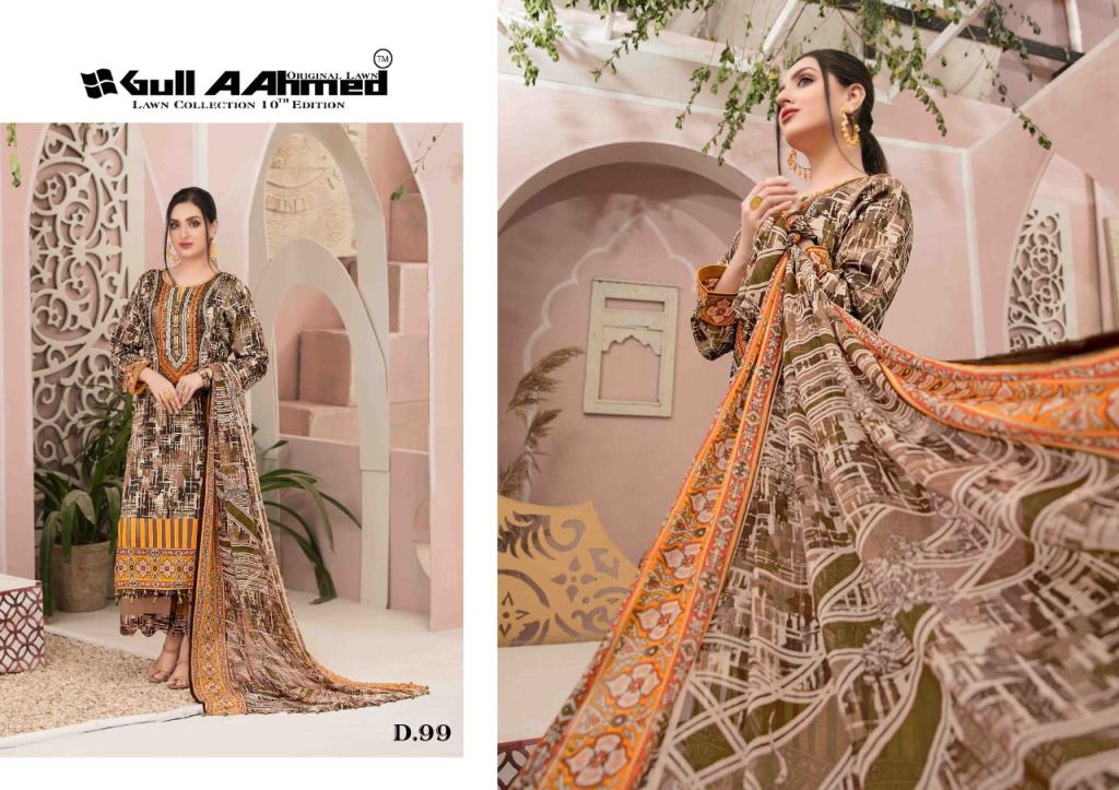 Gull Ahmed Vol 10 Pure Lawn Karachi Dress Materials Catalog