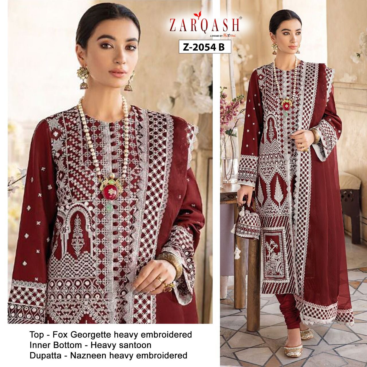 Zarqash Qakamkar Z 2054 Georgette Pakistani Salwar Kameez Catalog