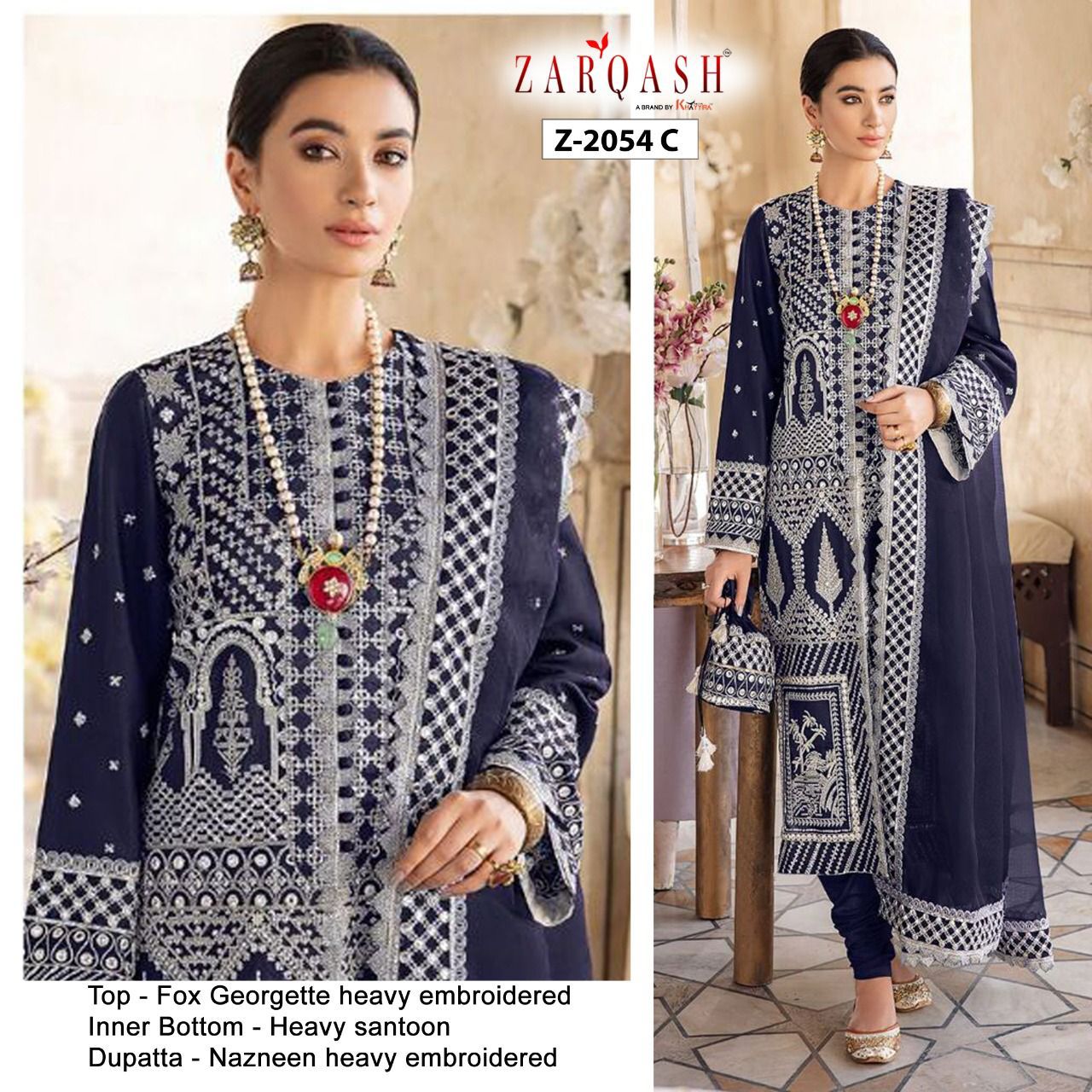 Zarqash Qakamkar Z 2054 Georgette Pakistani Salwar Kameez Catalog