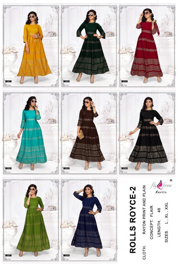 Fly Free Rolls Roych Vol 2 Long Anarkali Kurtis Catalog