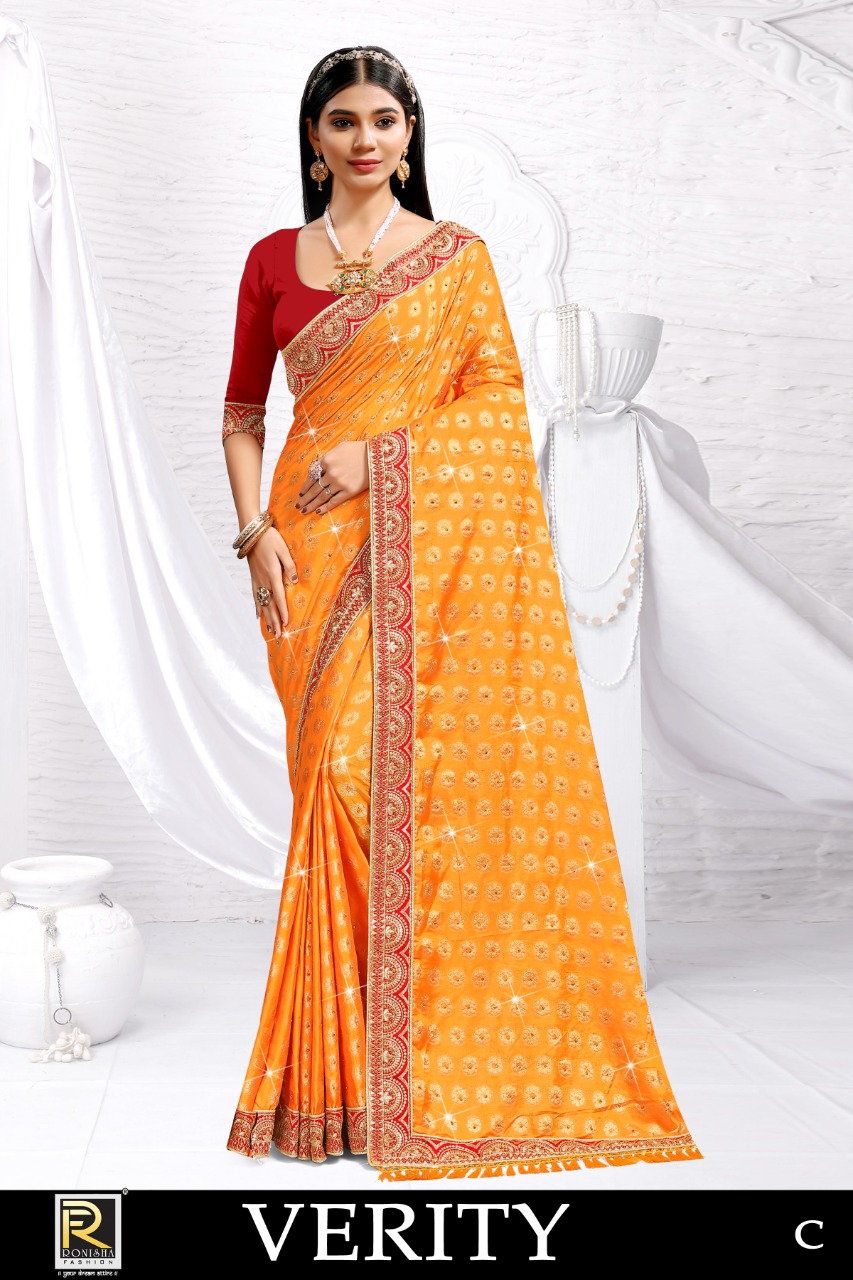 Ranjna Verity Embroidery Worked Border Heavy Diamond Designer Saree Collecton