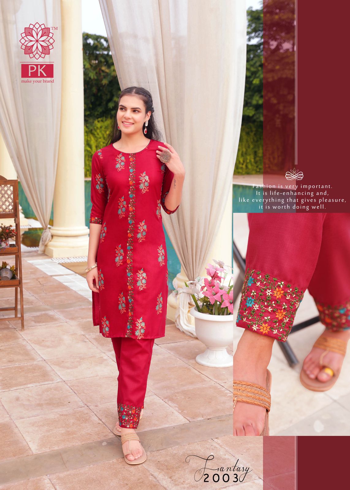 Pk Fantasy Vol  2 Fancy Cotton Embroidery Kurti With Pant Catalog