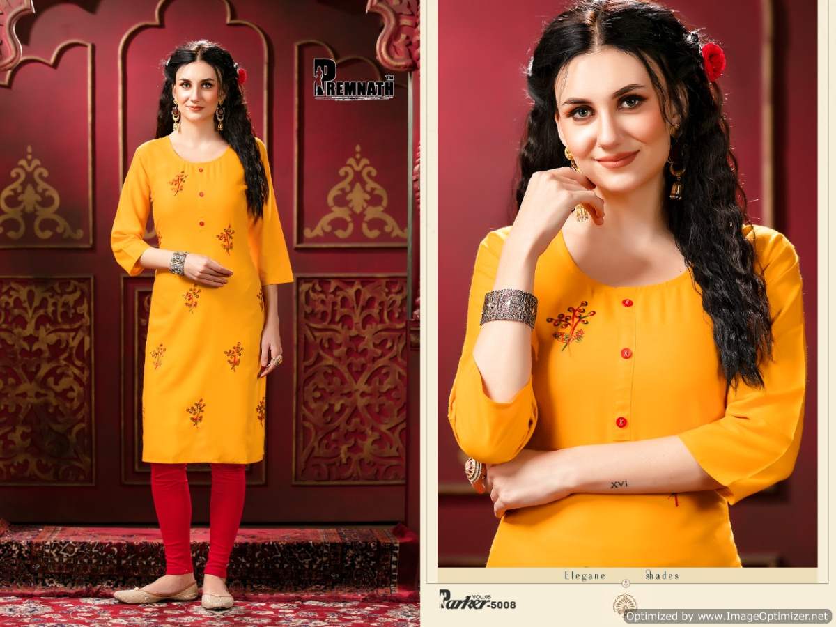 Premnath Parker Vol  5 Ethnic  Casual Wear Embroidery Kurti Catalog