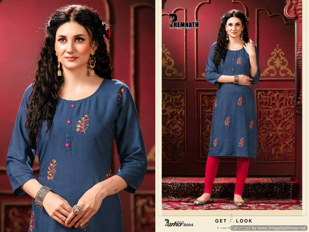 Premnath Parker Vol  5 Ethnic  Casual Wear Embroidery Kurti Catalog