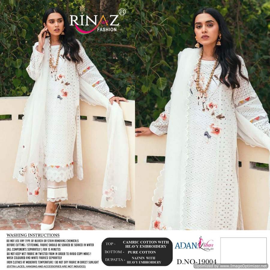 Rinaz Adan Libas Vol  10 Digital Print Embroidery Pakistani Salwar Suits Catalog