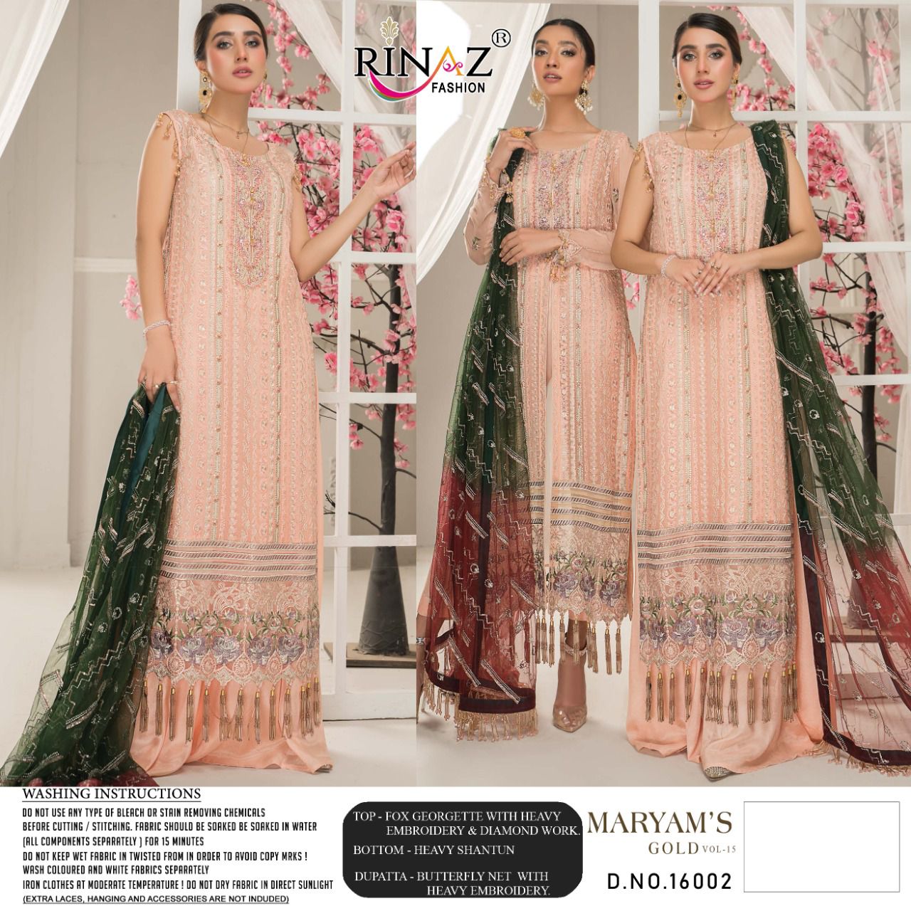 Rinaz Maryam's Gold  Vol 15 Fancy Georgette Pakistani Salwar Suits Catalog