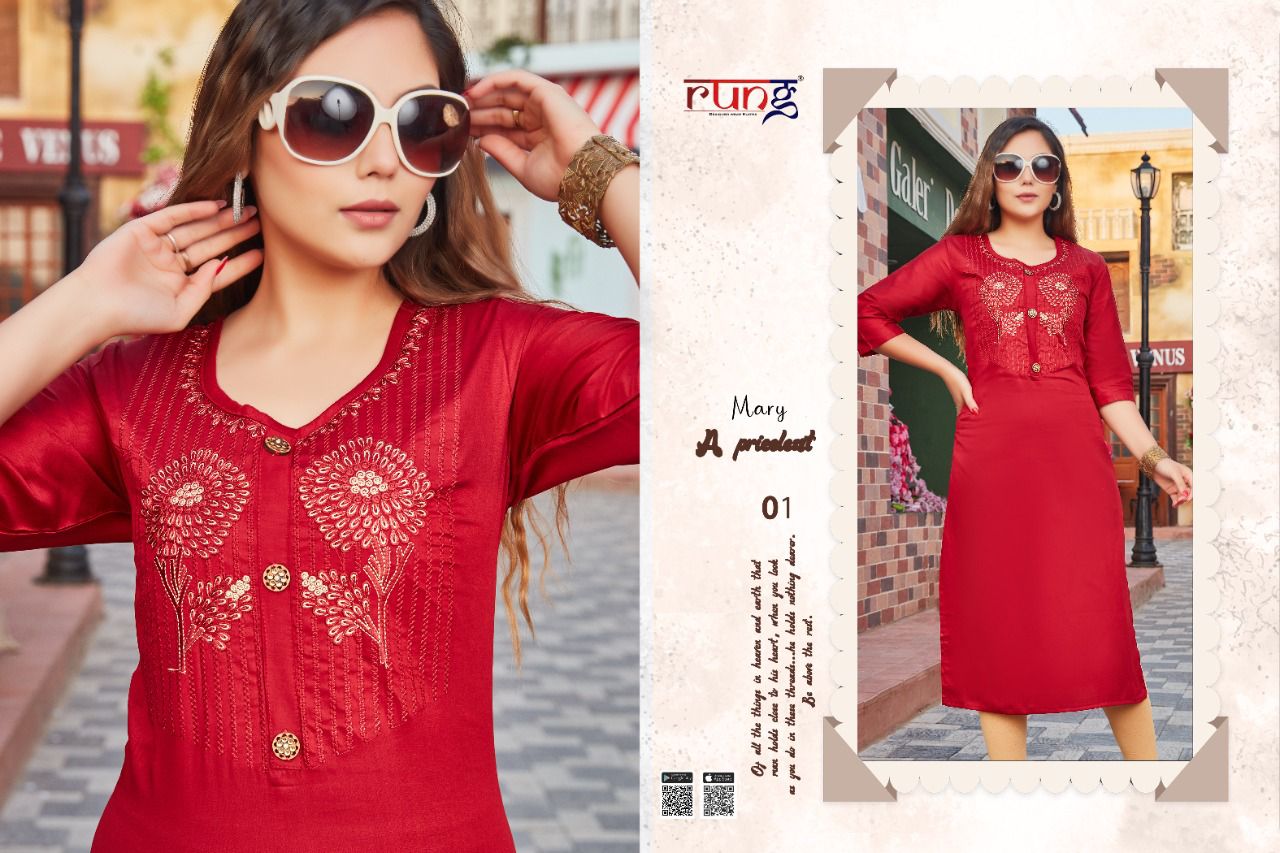 Rung Mary Ethnic Wear Embroidery Kurti Catalog