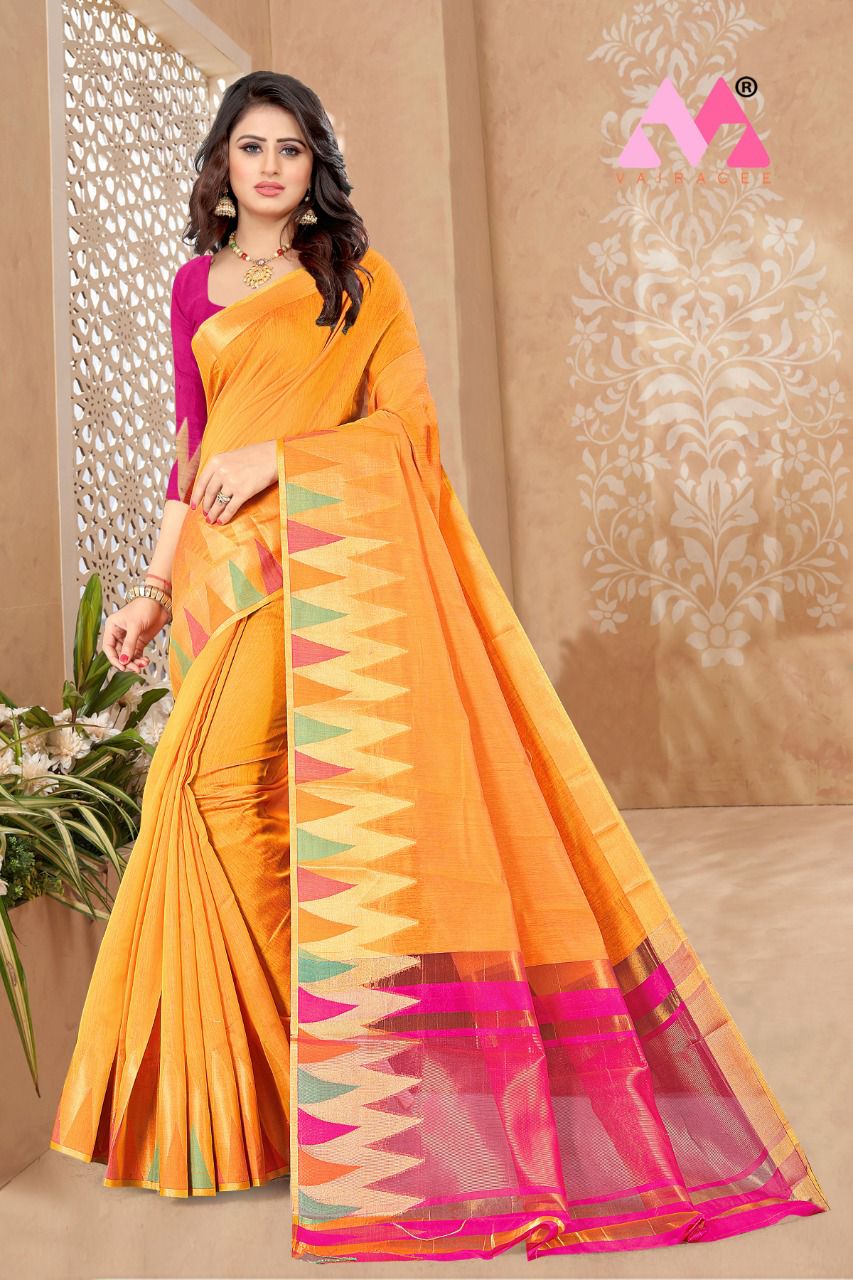 Vivera Temple Casual Wear Cotton Saree Catalog