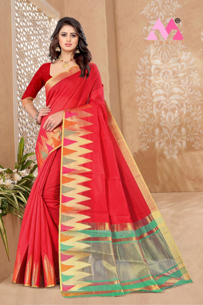 Vivera Temple Casual Wear Cotton Saree Catalog