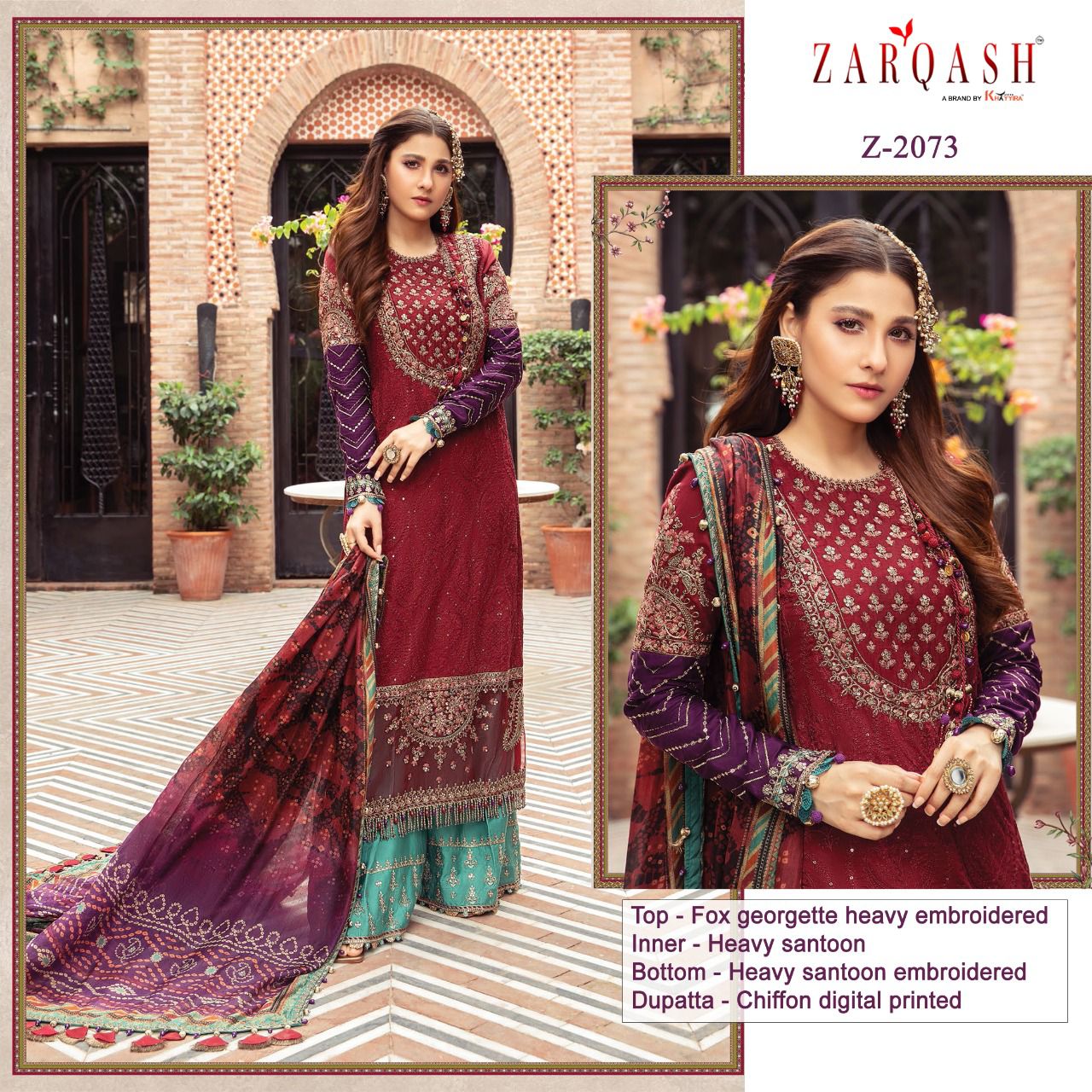 Zarqash Sateen Maria B Fox Georgette Pakistani Suits Catalog