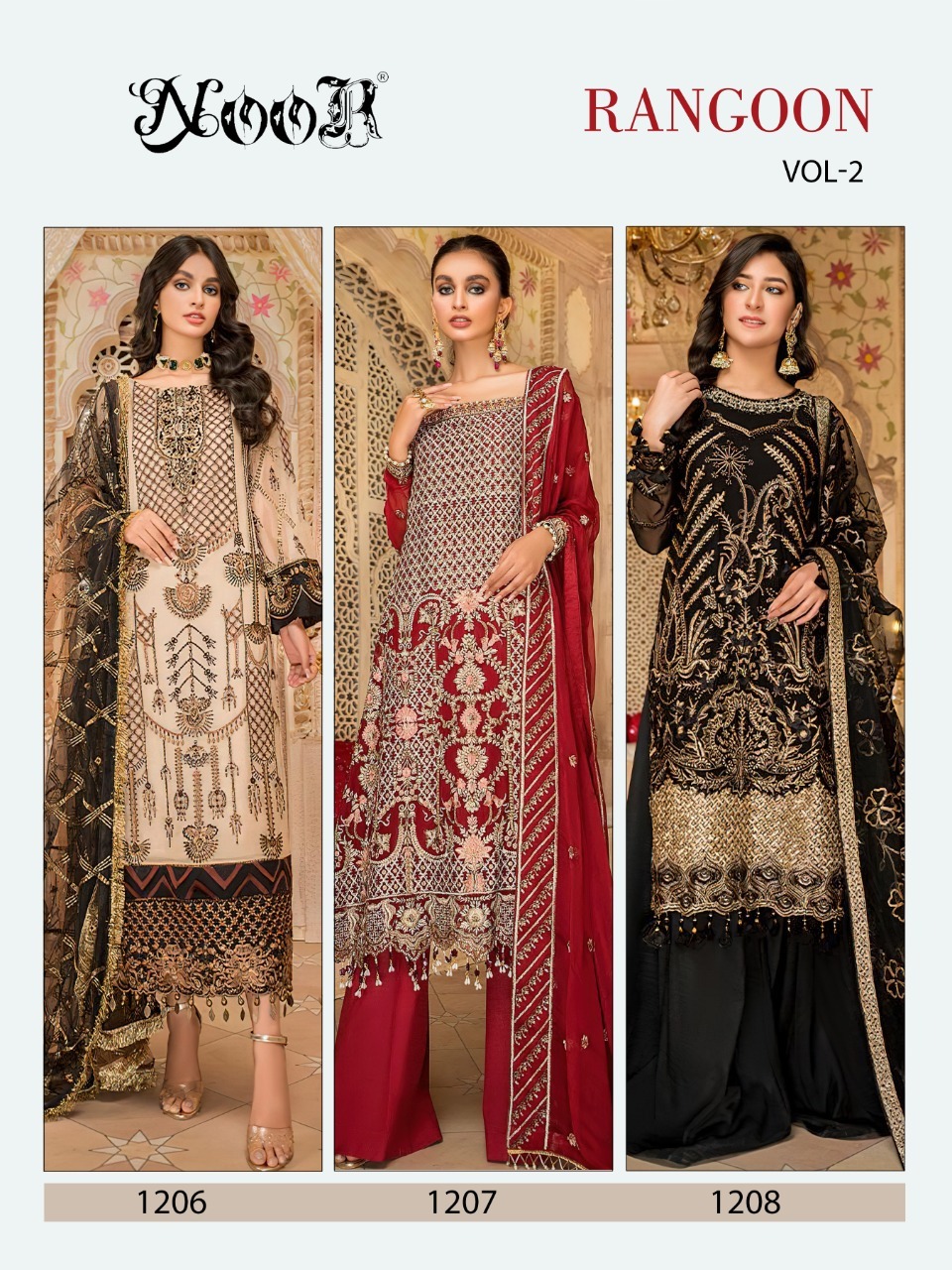 Noor Rangoon Vol 2 Beautiful Georgette Embroidery Pakistani Salwar Suits Catalog