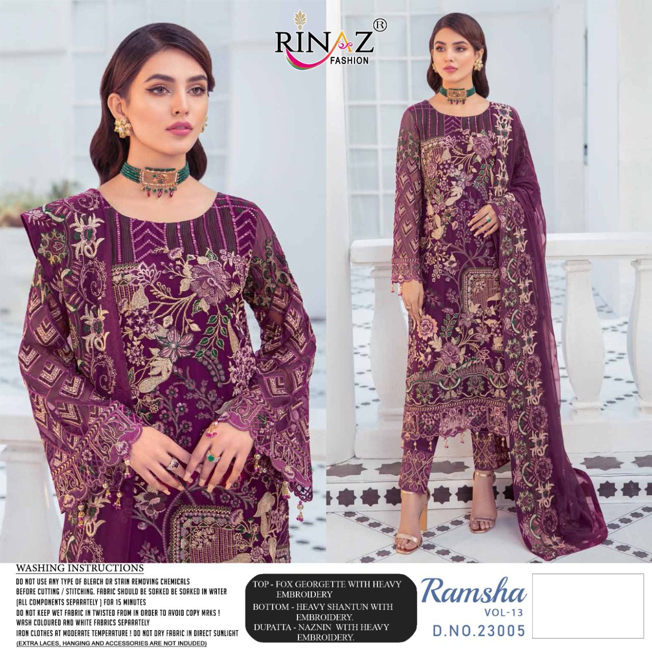 Rinaz Ramsha Vol 13 Georgette Wear Pakistani Salwar Kameez Catalog